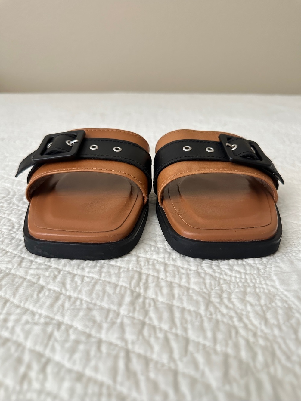 Anthropologie Buckle Slide Leather Sandals Cedar - Picture 6 of 11